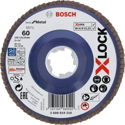 Bosch Accessoires X-LOCK Lamellenschijf Best for Metal recht, kunststof, Ø125mm, G 60, X571 - 1 stuk(s) - 2608619210 Bosch Accessoires X-LOCK Lamellenschijf Best for Metal recht, kunststof, Ø125mm, G 60, X571 - 1 stuk(s) - 2608619210