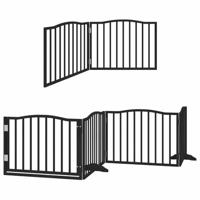 Hondenhek inklapbaar 10 panelen 800 cm populierenhout zwart - thumbnail