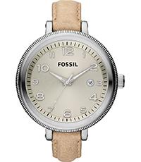 Horlogeband Fossil AM4391 Leder Beige 12mm