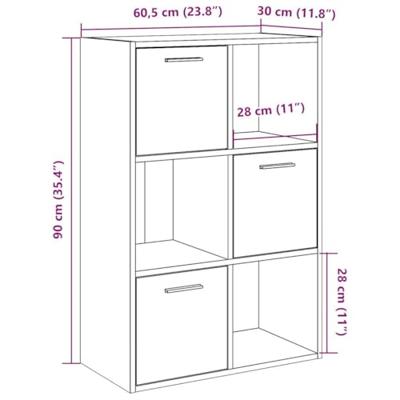 Boekenrek 60,5x30x90 cm bewerkt hout artisanaal eikenkleurig