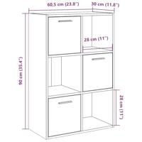 Boekenrek 60,5x30x90 cm bewerkt hout artisanaal eikenkleurig - thumbnail