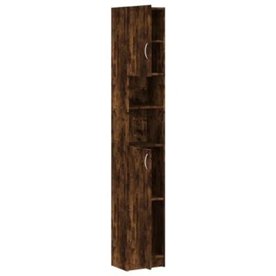 Badkamerkast 32x25,5x190 cm bewerkt hout gerookt eikenkleurig