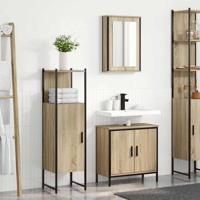 Badkamermeubelset met plank met opslag 3 pcs Bruin Bewerkt hout - thumbnail