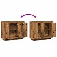 Dressoir 92x35x75 cm bewerkt hout oud houtkleurig - thumbnail