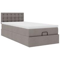 Bed met matras 100x200 cm stof taupe - thumbnail