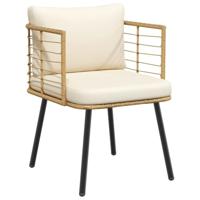 Tuinstoel met kussens poly rattan naturel - thumbnail