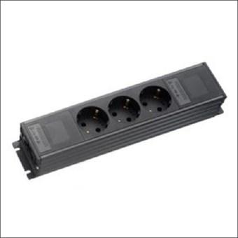 Spanningsblok 3 stopcontacten zwart 1154/3-1 3V AC166 aansluiting koppelbaar