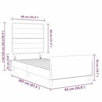 Bedframe met hoofdeinde Crème 90 x 200 cm Stof - thumbnail