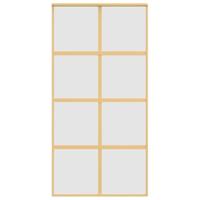 Schuifdeur 102,5x205 cm mat ESG-glas en aluminium goudkleurig - thumbnail