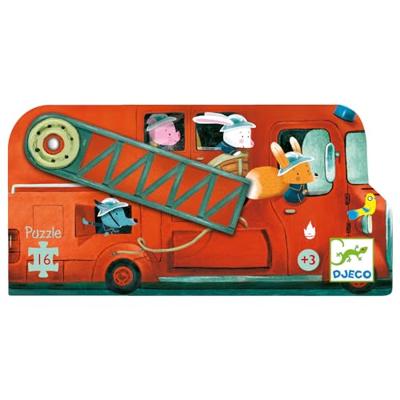 Puzzel De brandweerwagen 16 items DJECO multi-gekleurd