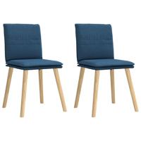 Eetkamerstoelen 2 st stof blauw - thumbnail