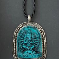 Tibetaanse Hanger Ganesh - Beschermer van Reizigers en Wijsheid met zwart Koord - thumbnail