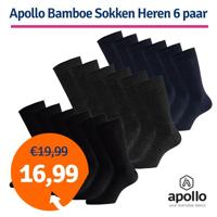 Apollo Sokken Basic Bamboo Zwart 6-pack-43/46 - thumbnail