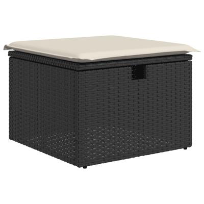 4-delige Loungeset met kussens poly rattan zwart - thumbnail