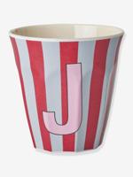 Gestreepte melamine beker LETTER J rice, medium 250 ml meerkleurig - thumbnail
