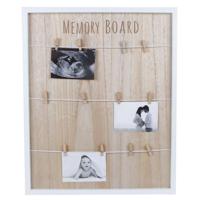 Houten Memobord 55x45 cm + 12 Mini Knijpers Neutraal/Wit - thumbnail