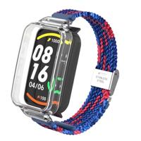 By Qubix - Braided nylon bandje met case - Blauw met rood - Xiaomi Smart band 7 Pro - thumbnail