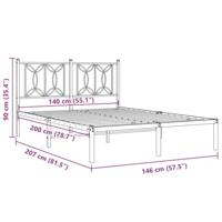 Bedframe met hoofdbord metaal wit 140x200 cm - thumbnail