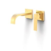 Wastafelmengkraan Inbouw Tres Slim Exclusive 2 Delen Lange Gebogen Uitloop en Hendel Goud Tres - thumbnail