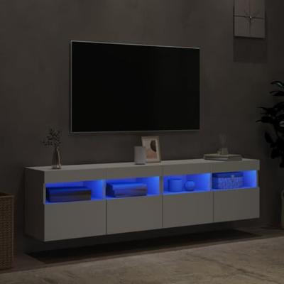 Tv-wandmeubels met LED-verlichting 2 st 80x30x40 cm wit Tv-wandmeubels met LED-verlichting 2 st 80x30x40 cm wit