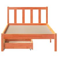 Bedframe zonder matras massief grenenhout wasbruin 120x190 cm - thumbnail