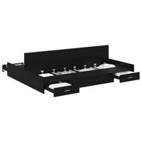 Opbergbedframe met lade Zwart eiken 135 x 190 cm Bewerkt hout - thumbnail