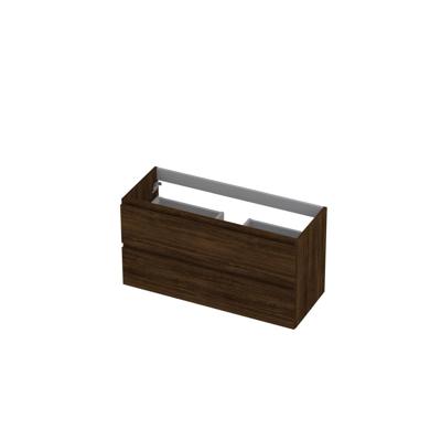 INK - Onderkast 2 Laden Greeploos met Houten Keerlijst - 1000x400x520 Mm - Koper Eiken