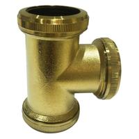 Koppel T Stuk Wiesbaden 32mm tbv Vloerbuis Geborsteld Messing Goud - thumbnail