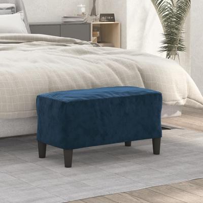 Bankje 70x35x41 cm fluweel blauw - thumbnail