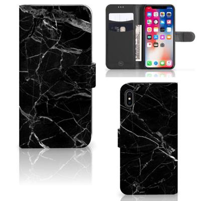 Apple iPhone Xs Max | Bookcase | Marmer Zwart - Origineel Cadeau Vader