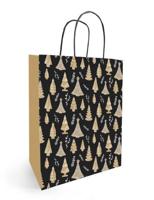 Papieren koordtas KERST 34x14x40cm Woody 50 stuks - thumbnail