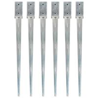 Grondpinnen 6 st 7x7x90 cm gegalvaniseerd staal zilverkleurig - thumbnail