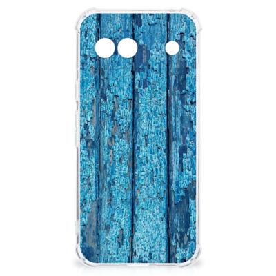 Google Pixel 8A Stevig Telefoonhoesje Wood Blue Google Pixel 8A Stevig Telefoonhoesje Wood Blue