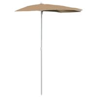 VidaXL Parasol half met paal 180x90 cm taupe - thumbnail