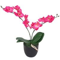 VidaXL Kunstplant orchidee met pot 30 cm rood - thumbnail