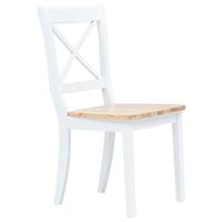 Eetkamerstoelen 2 st massief rubberwood naturel en wit - thumbnail