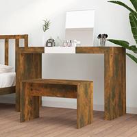 Kaptafelkruk 70x35x45 cm bewerkt hout gerookt eikenkleurig - thumbnail