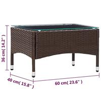 Salontafel 60x40x36 cm poly rattan bruin - thumbnail