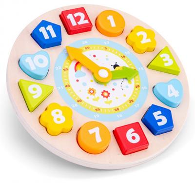 New Classic Toys klok houten vormenpuzzel 12 stukjes New Classic Toys klok houten vormenpuzzel 12 stukjes