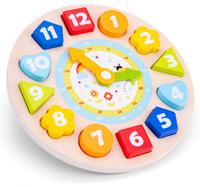 New Classic Toys klok houten vormenpuzzel 12 stukjes - thumbnail