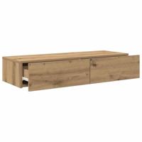 Wandschap met lades 100x36x19 cm bewerkt hout artisanaal eiken - thumbnail