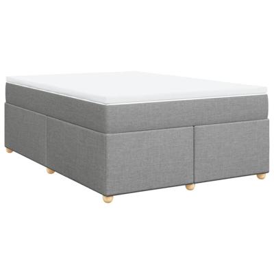 Boxspring met matras stof lichtgrijs 140x200 cm - thumbnail