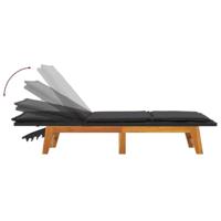 Ligbed met kussen poly rattan en massief acaciahout - thumbnail