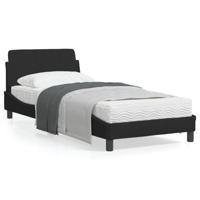 Bedframe met hoofdeinde "Dover" 90x200 cm fluweel zwart - thumbnail
