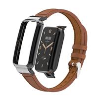Classic leren bandje met case - Bruin - Xiaomi Smart band 7 Pro - thumbnail