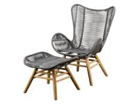 Kreta lounge chair with hocker shades off Grey, FSC Eucalyptus - thumbnail