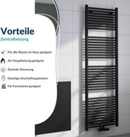 Saqu Cole handdoekradiator 1072W 60x180cm mat zwart - thumbnail