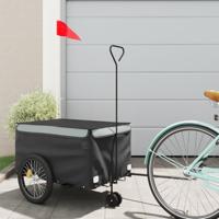 VidaXL Fietstrailer 30 kg ijzer zwart en grijs - thumbnail