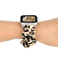 Elastisch scrunchie nylon bandje - Panterprint - Geschikt voor Apple Watch 44mm / 45mm / 46mm / 49mm - thumbnail