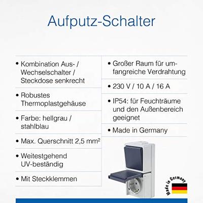 AS Schwabe 62455 Schakelaar (opbouw) IP54 Grijs